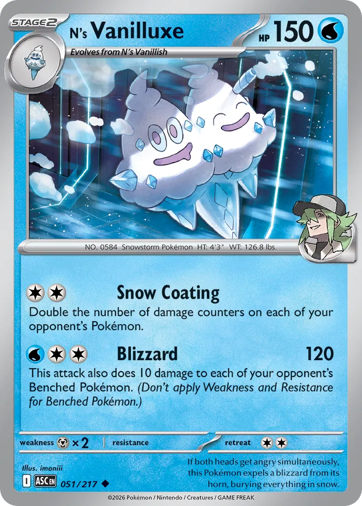 N's Vanilluxe 051/217 — Ascended Heroes (English Pokémon TCG card)