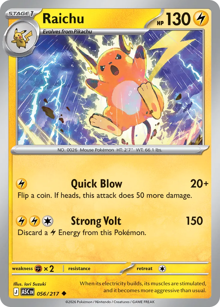 Raichu 056/217 — Ascended Heroes (English Pokémon TCG card)