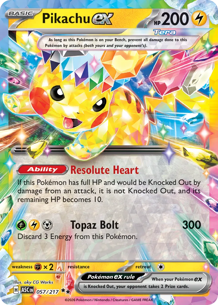 Pikachu ex 057/217 — Ascended Heroes (English Pokémon TCG card)