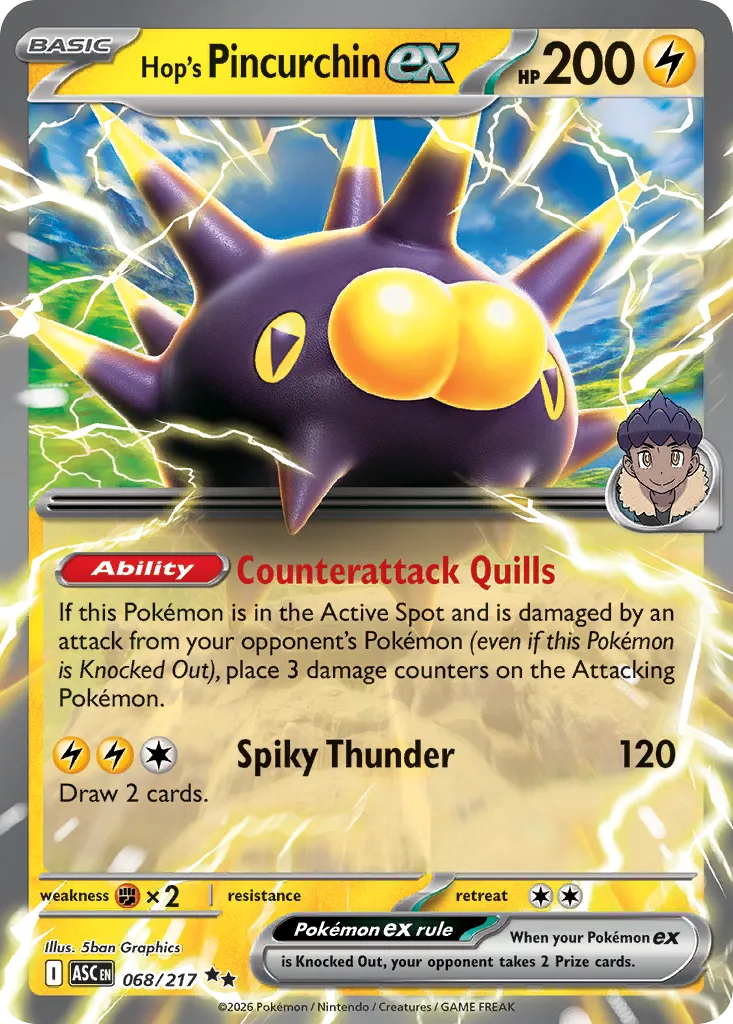 Hop's Pincurchin ex 068/217 — Ascended Heroes (English Pokémon TCG card)