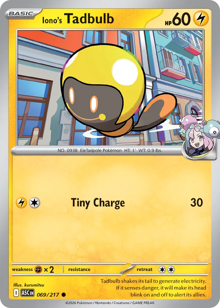 Iono's Tadbulb 069/217 — Ascended Heroes (English Pokémon TCG card)