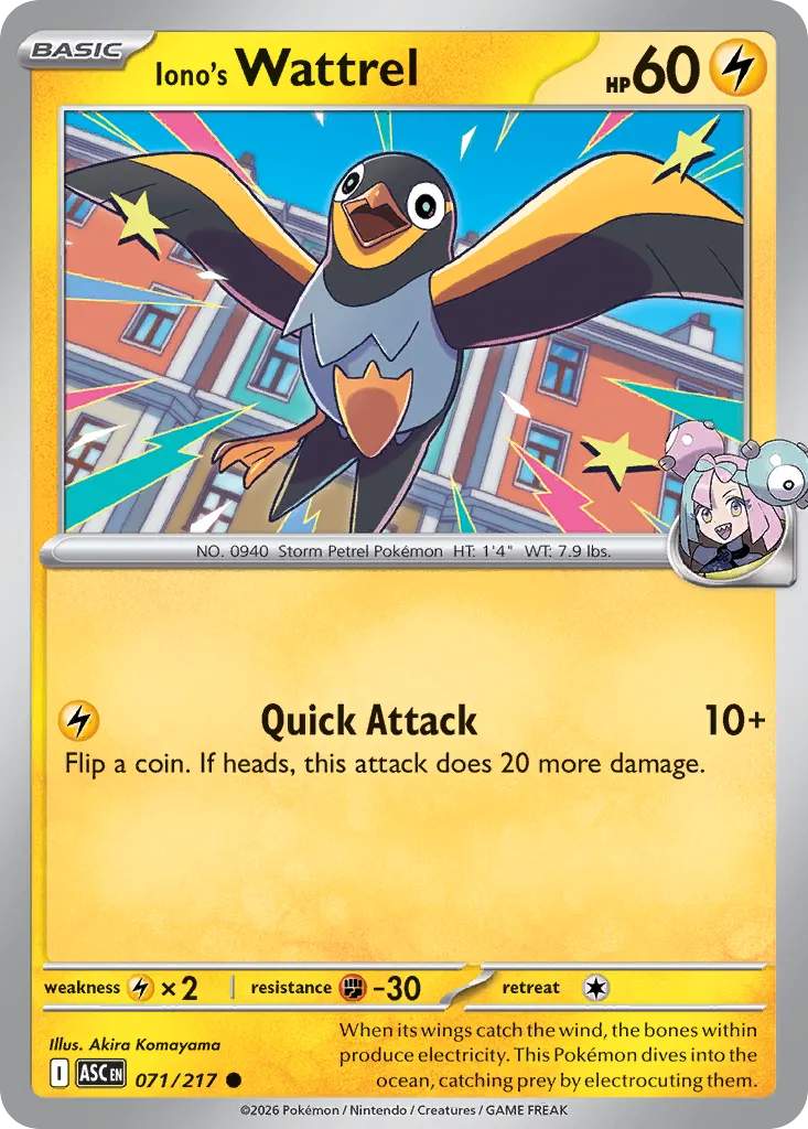 Iono's Wattrel 071/217 — Ascended Heroes (English Pokémon TCG card)