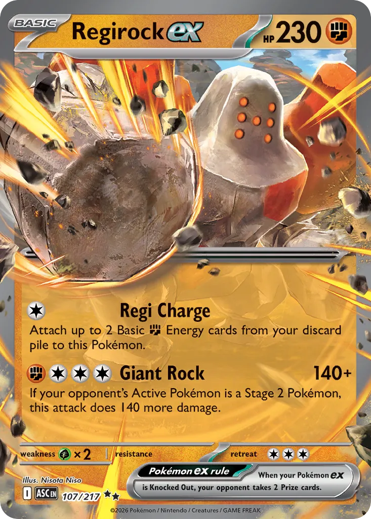 Regirock ex 107/217 — Ascended Heroes (English Pokémon TCG card)