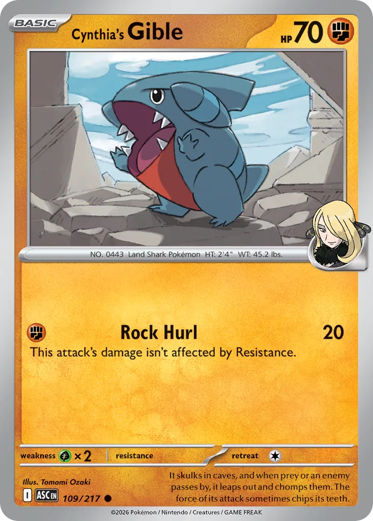 Cynthia's Gible 109/217 — Ascended Heroes (English Pokémon TCG card)