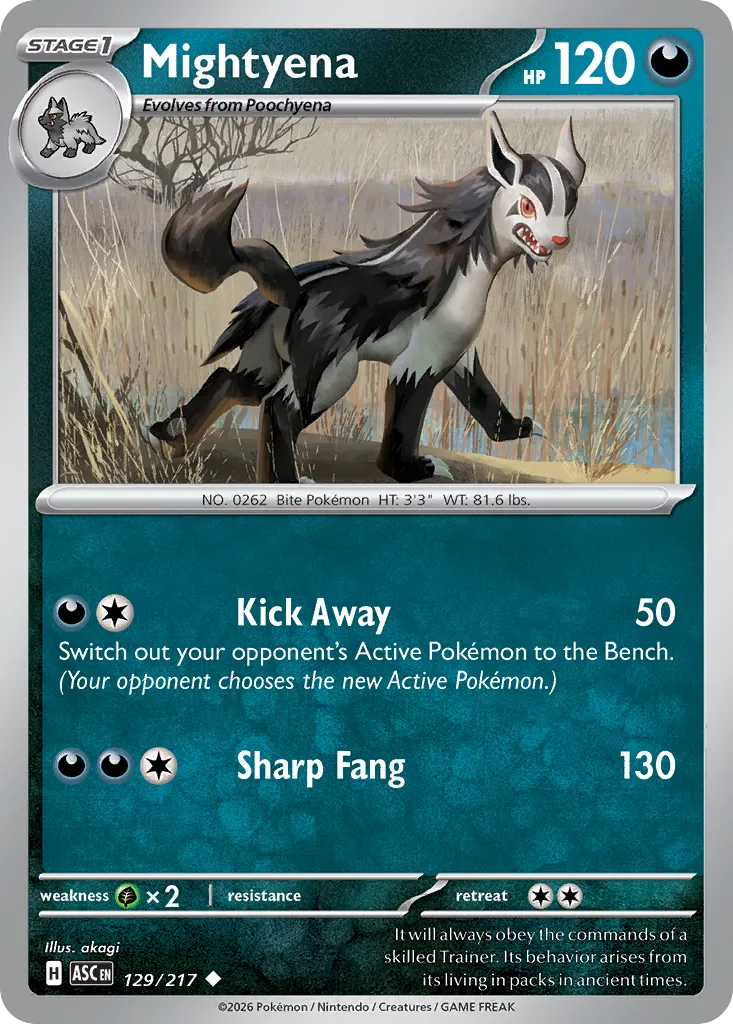 Mightyena 129/217 — Ascended Heroes (English Pokémon TCG card)