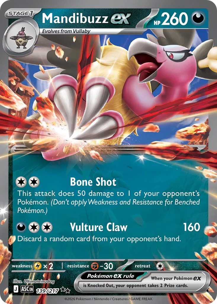 Mandibuzz ex 139/217 — Ascended Heroes (English Pokémon TCG card)