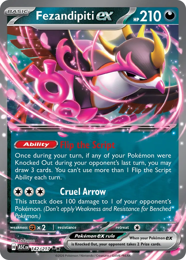 Fezandipiti ex 142/217 — Ascended Heroes (English Pokémon TCG card)