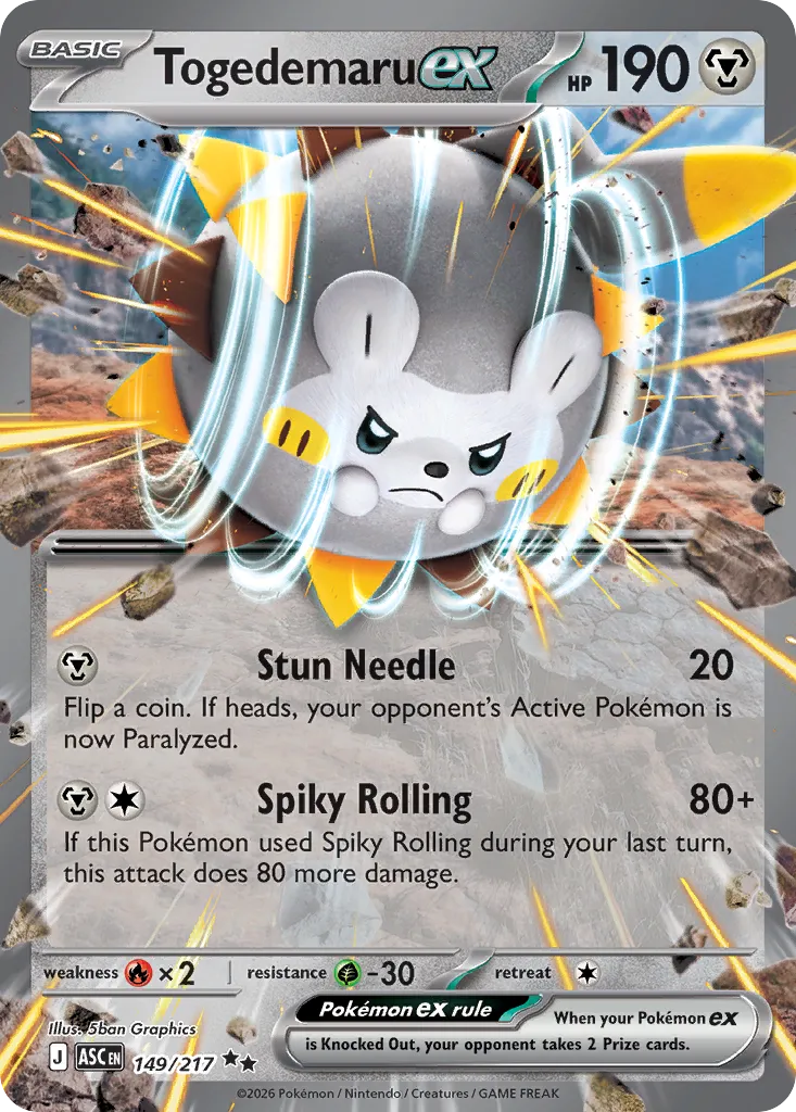 Togedemaru ex 149/217 — Ascended Heroes (English Pokémon TCG card)