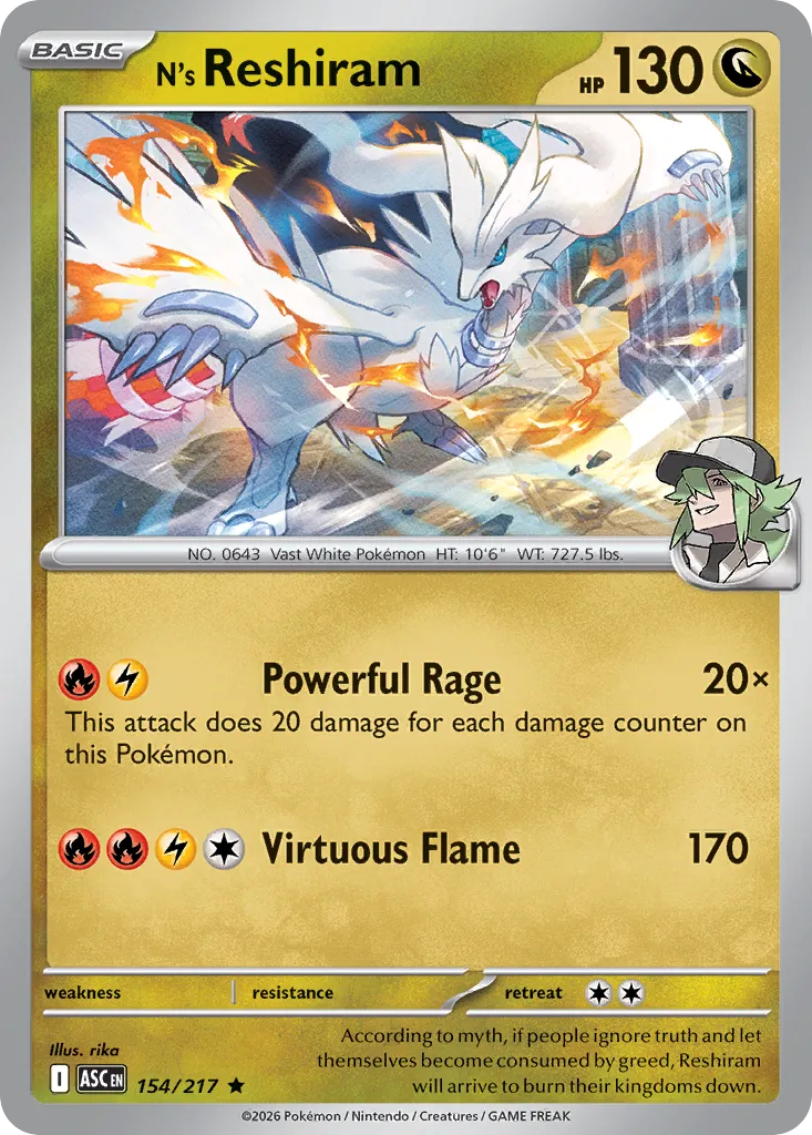 N's Reshiram 154/217 — Ascended Heroes (English Pokémon TCG card)