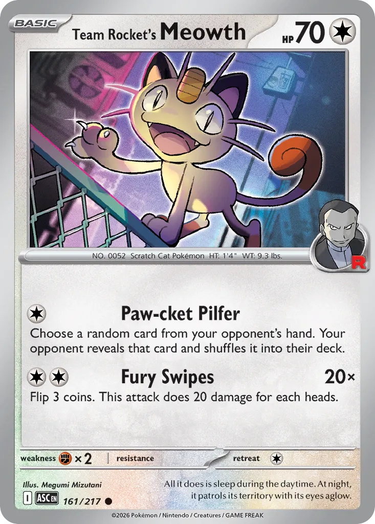 Team Rocket's Meowth 161/217 — Ascended Heroes (English Pokémon TCG card)