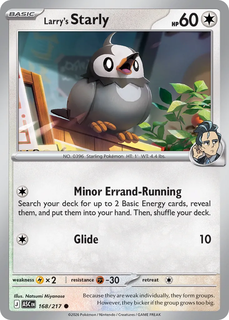 Larry's Starly 168/217 — Ascended Heroes (English Pokémon TCG card)