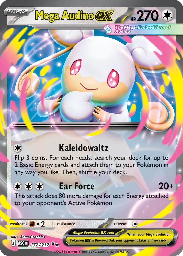 Mega Audino ex 172/217 — Ascended Heroes (English Pokémon TCG card)