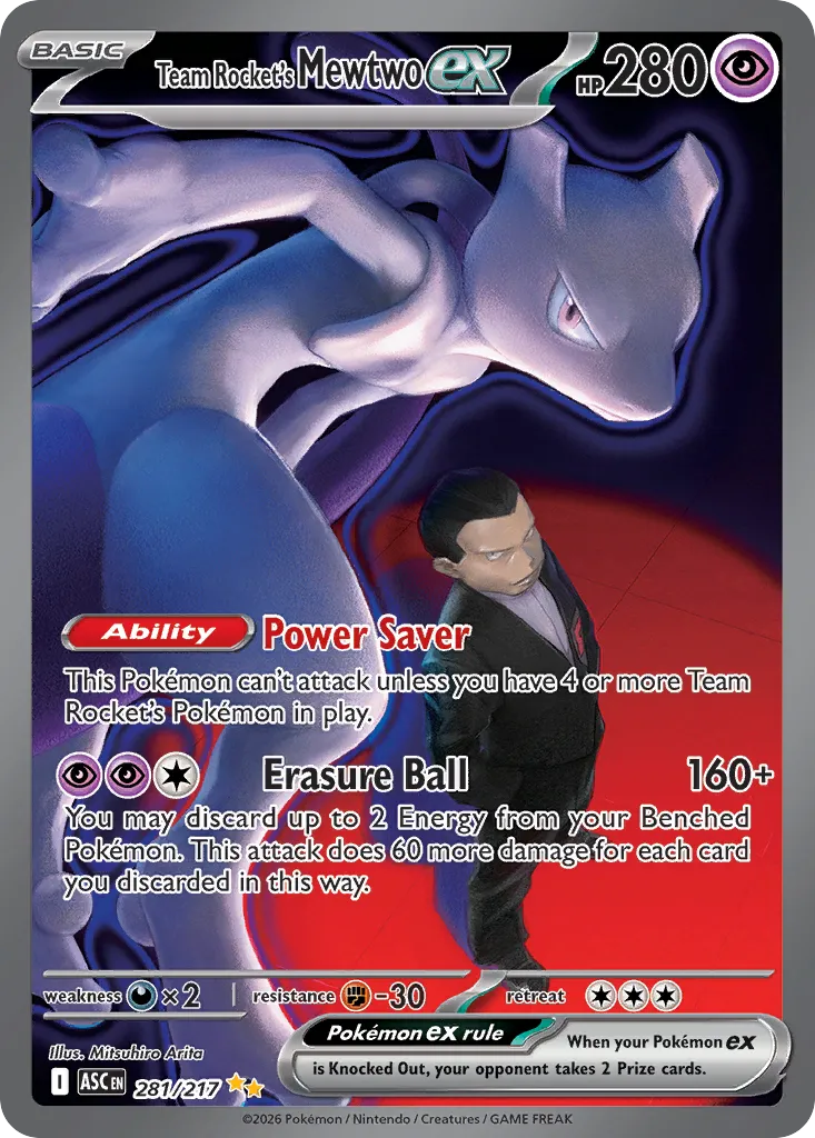 Team Rocket's Mewtwo ex 281/217 — Ascended Heroes (English Pokémon TCG card)