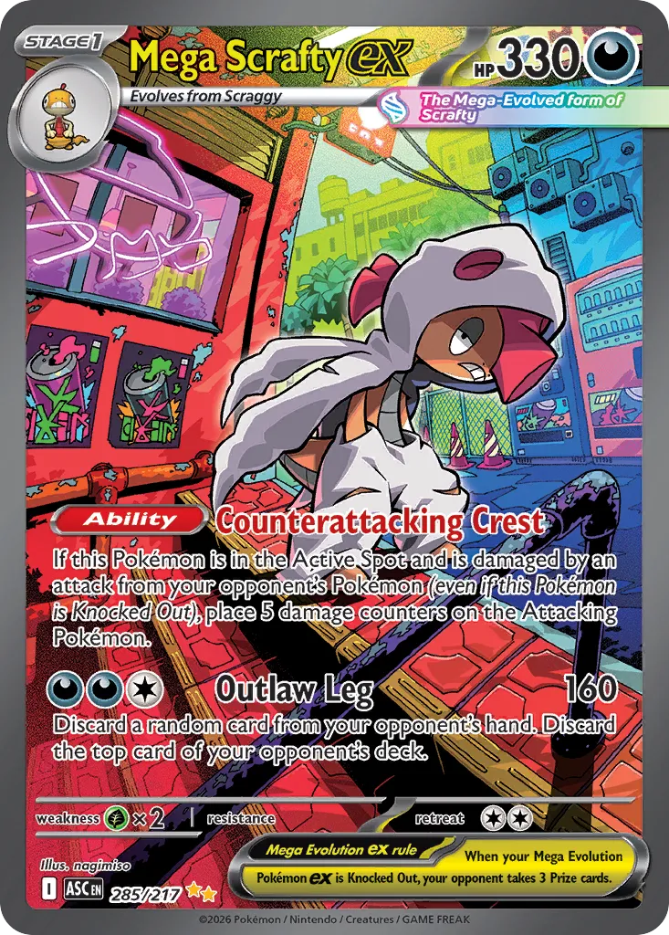 Mega Scrafty ex 285/217 — Ascended Heroes (English Pokémon TCG card)