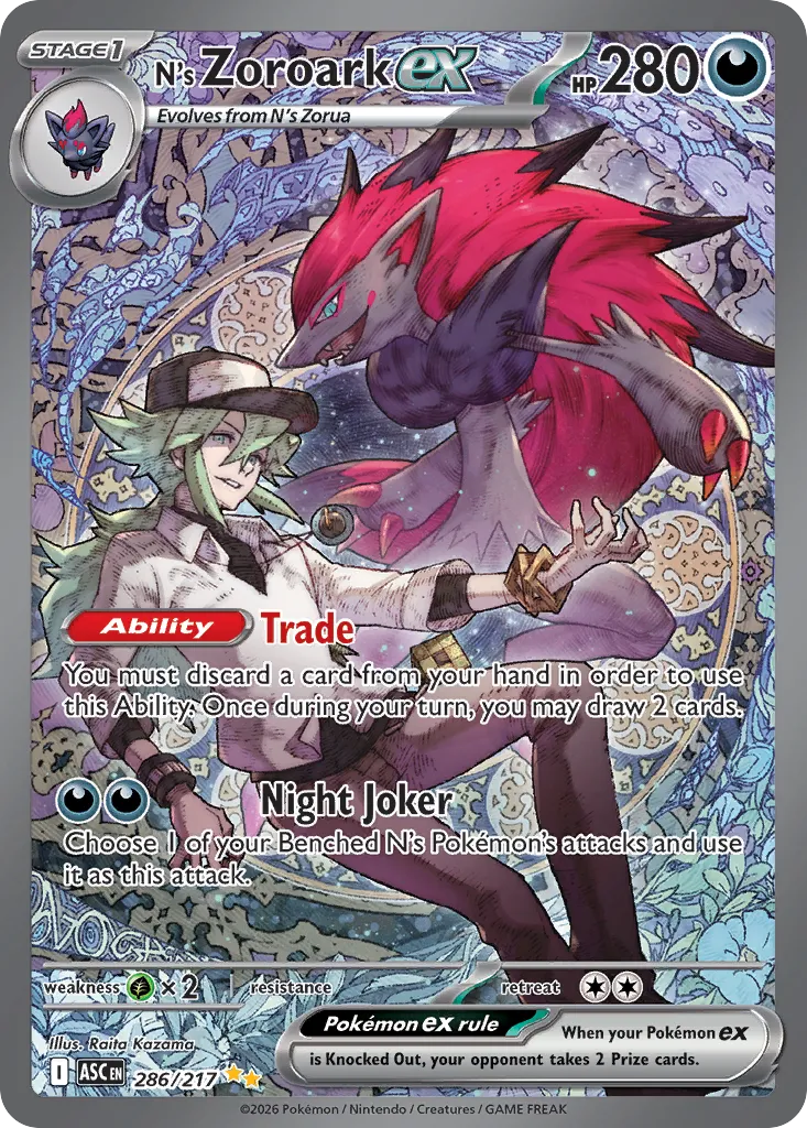 N's Zoroark ex 286/217 — Ascended Heroes (English Pokémon TCG card)