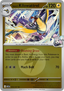 Iono's Kilowattrel 072 — Ascended Heroes: Additionals (English Pokémon TCG card)