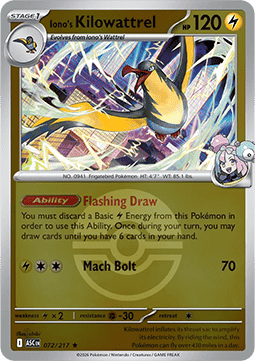 Iono's Kilowattrel 072 — Ascended Heroes: Additionals (English Pokémon TCG card)