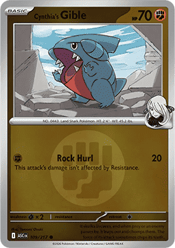 Cynthia's Gible 109 — Ascended Heroes: Additionals (English Pokémon TCG card)