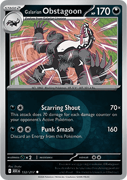 Galarian Obstagoon 132 — Ascended Heroes: Additionals (English Pokémon TCG card)