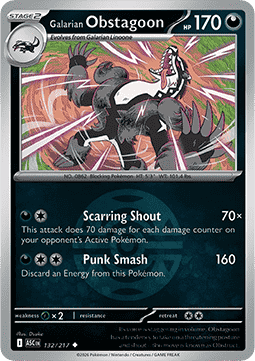 Galarian Obstagoon 132 — Ascended Heroes: Additionals (English Pokémon TCG card)
