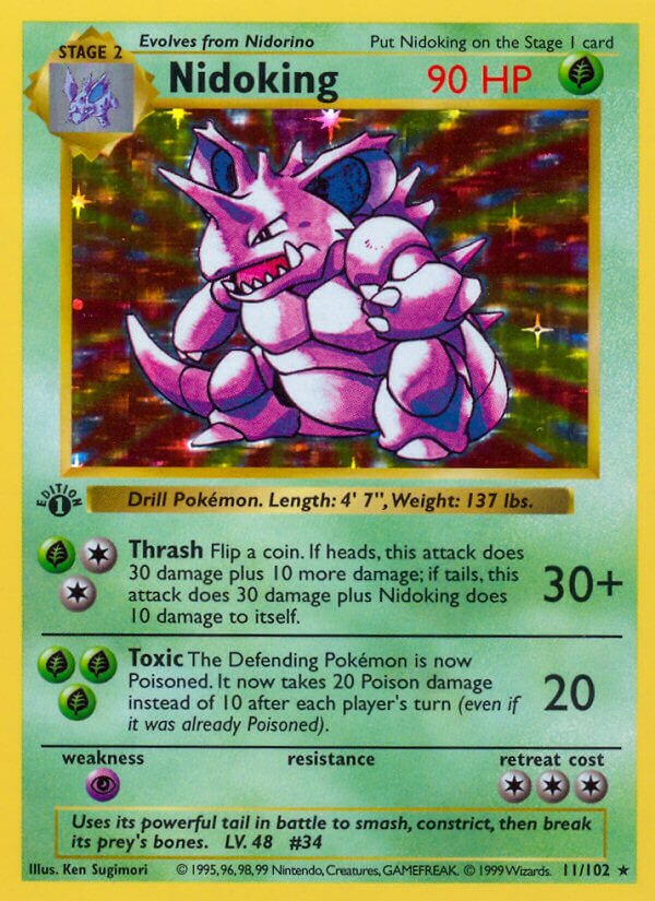 Nidoking 011 — Base Set (Shadowless) (English Pokémon TCG card)