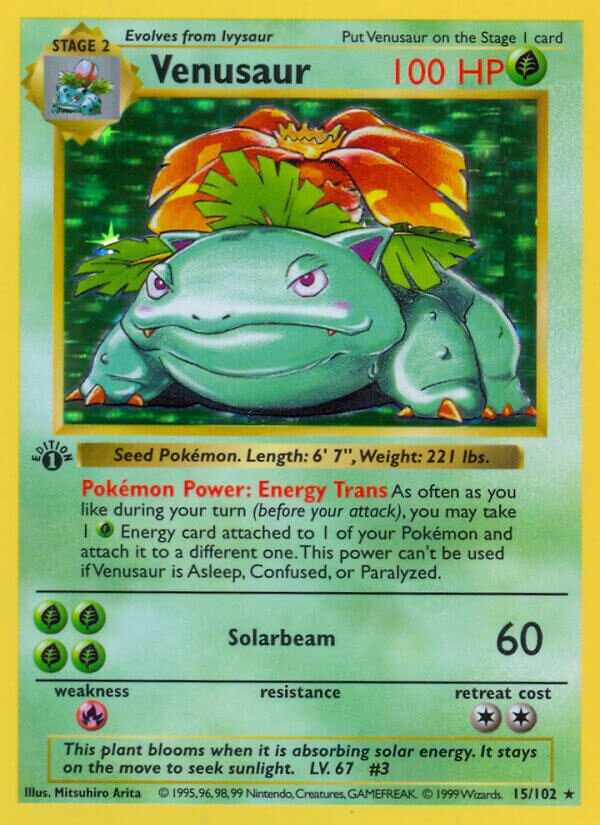Venusaur 015 — Base Set (Shadowless) (English Pokémon TCG card)