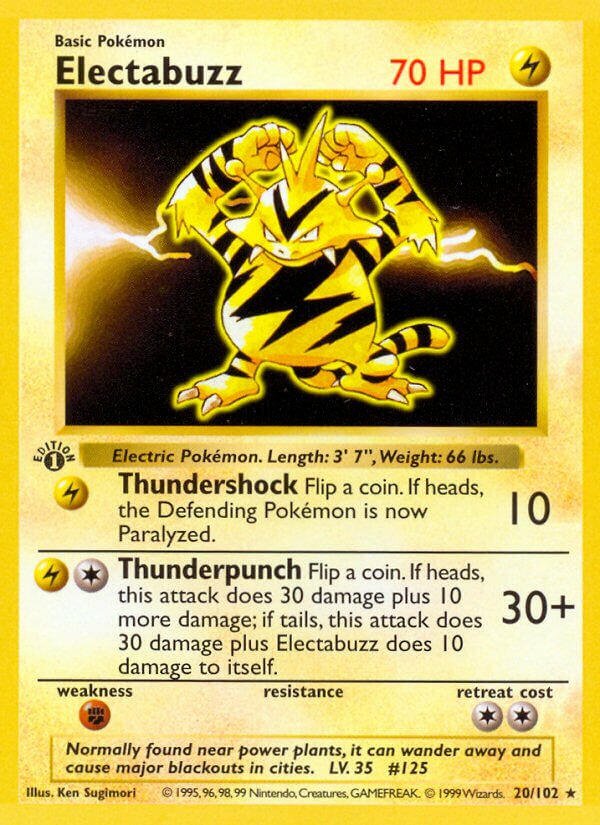Electabuzz 020 — Base Set (Shadowless) (English Pokémon TCG card)