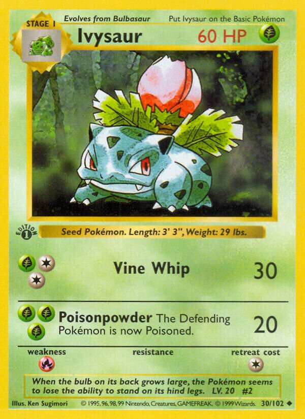 Ivysaur 030 — Base Set (Shadowless) (English Pokémon TCG card)
