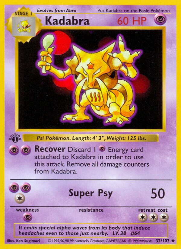 Kadabra 032 — Base Set (Shadowless) (English Pokémon TCG card)