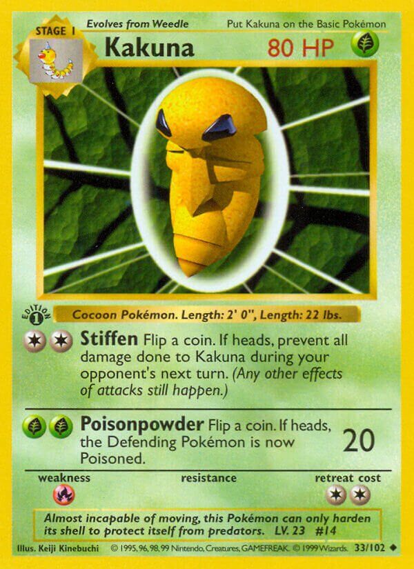 Kakuna 033 — Base Set (Shadowless) (English Pokémon TCG card)