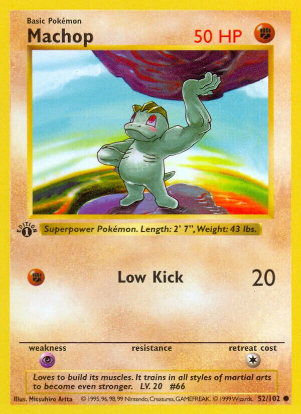Machop 052 — Base Set (Shadowless) (English Pokémon TCG card)