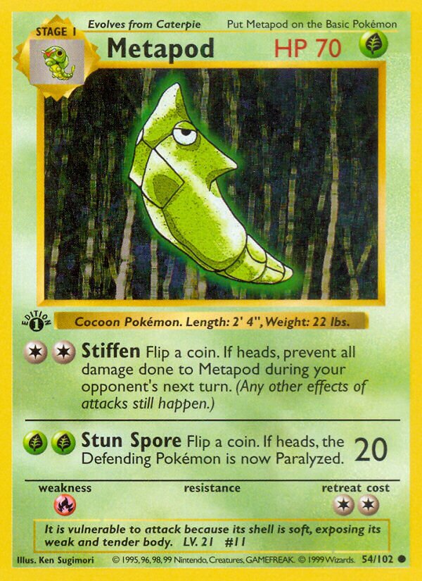 Metapod 054 — Base Set (Shadowless) (English Pokémon TCG card)