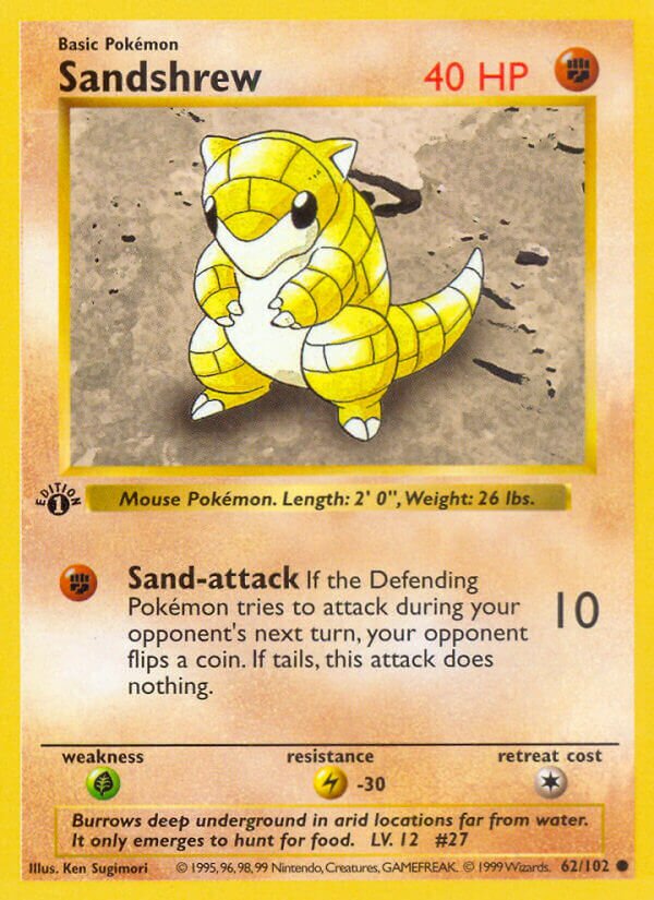 Sandshrew 062 — Base Set (Shadowless) (English Pokémon TCG card)