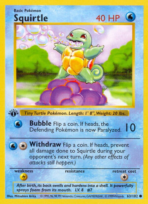 Squirtle 063 — Base Set (Shadowless) (English Pokémon TCG card)