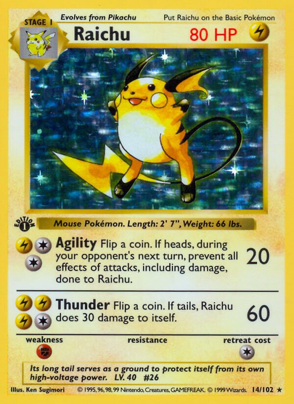 Raichu 014/102 — Base Set (English Pokémon TCG card)