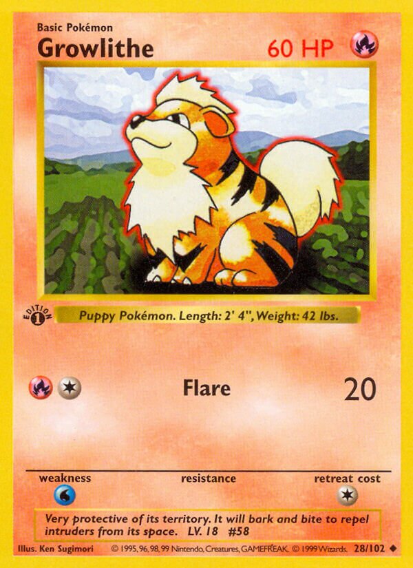 Growlithe 028/102 — Base Set (English Pokémon TCG card)