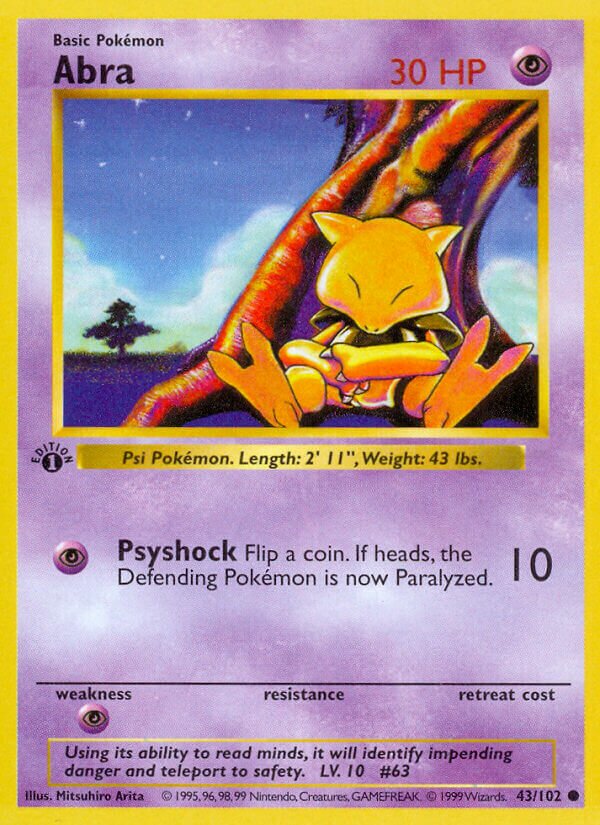 Abra 043/102 — Base Set (English Pokémon TCG card)