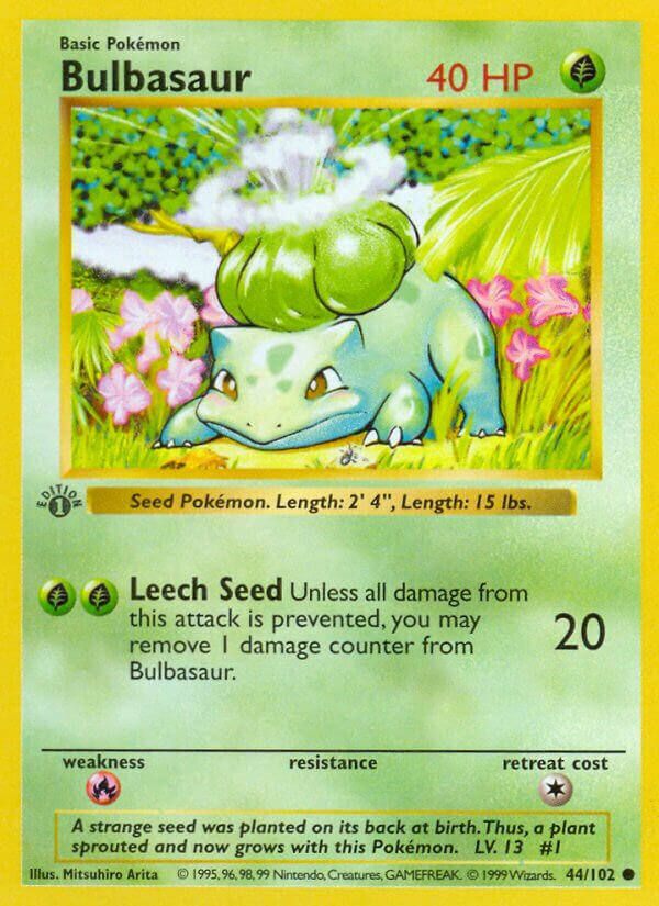 Bulbasaur 044/102 — Base Set (English Pokémon TCG card)