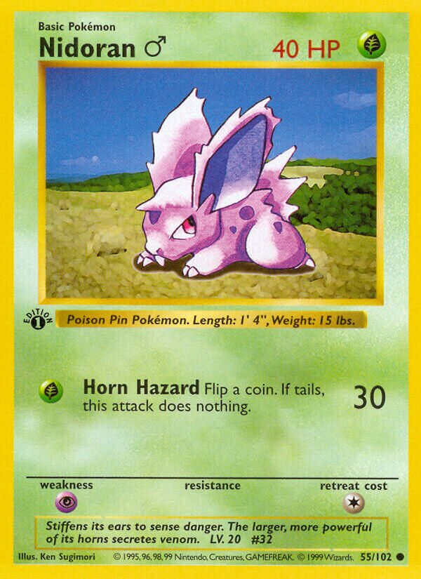 Nidoran ♂ 055/102 — Base Set (English Pokémon TCG card)