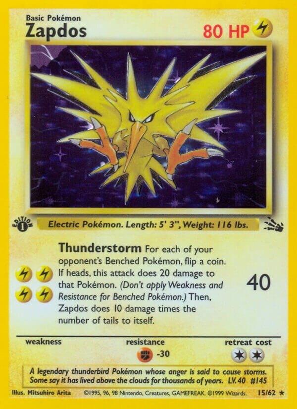 Zapdos 015/62 — Fossil (English Pokémon TCG card)