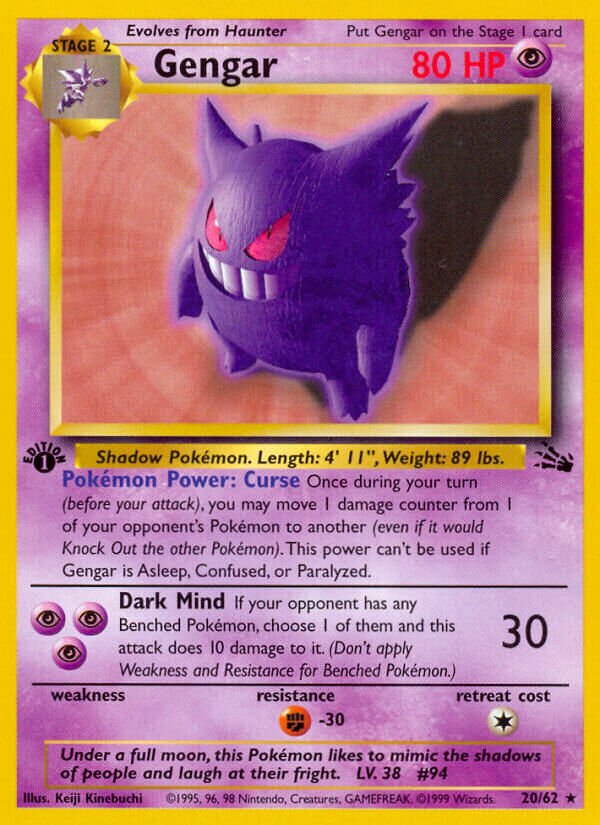 Gengar 020/62 — Fossil (English Pokémon TCG card)
