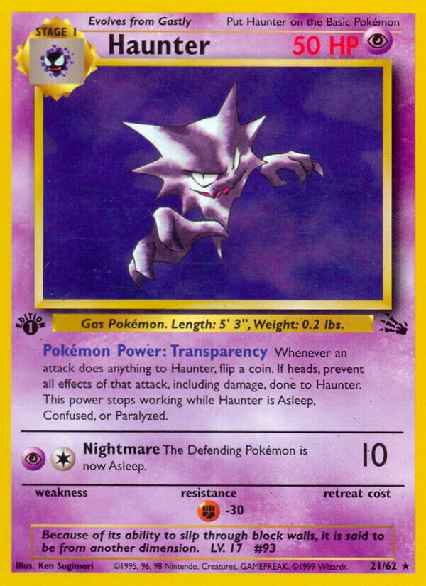 Haunter 021/62 — Fossil (English Pokémon TCG card)