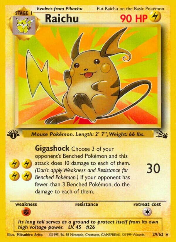 Raichu 029/62 — Fossil (English Pokémon TCG card)