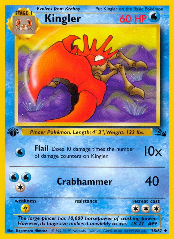 Kingler 038/62 — Fossil (English Pokémon TCG card)