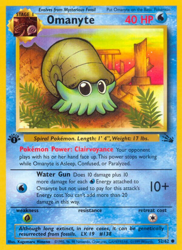 Omanyte 052/62 — Fossil (English Pokémon TCG card)