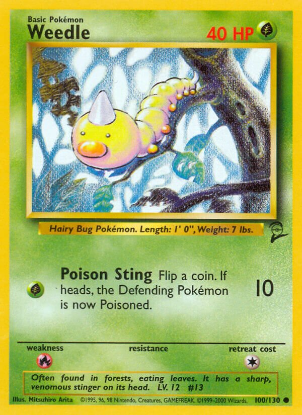 Weedle 100/130 — Base Set 2 (English Pokémon TCG card)