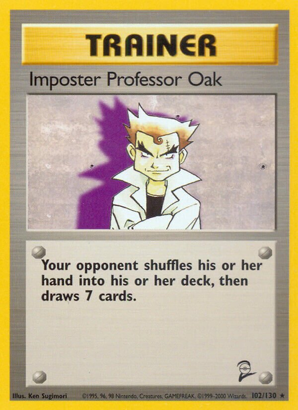 Imposter Professor Oak 102/130 — Base Set 2 (English Pokémon TCG card)