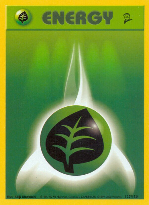 Grass Energy 127/130 — Base Set 2 (English Pokémon TCG card)