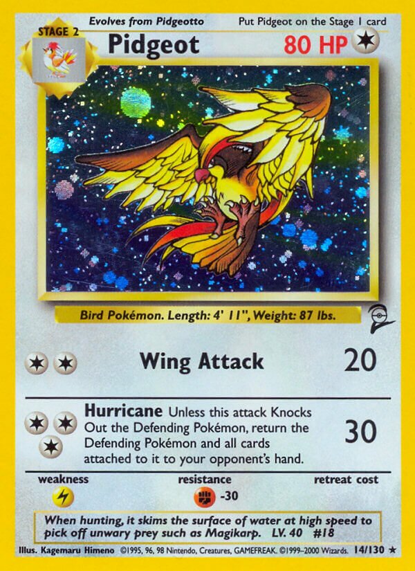 Pidgeot 014/130 — Base Set 2 (English Pokémon TCG card)