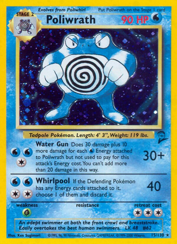 Poliwrath 015/130 — Base Set 2 (English Pokémon TCG card)